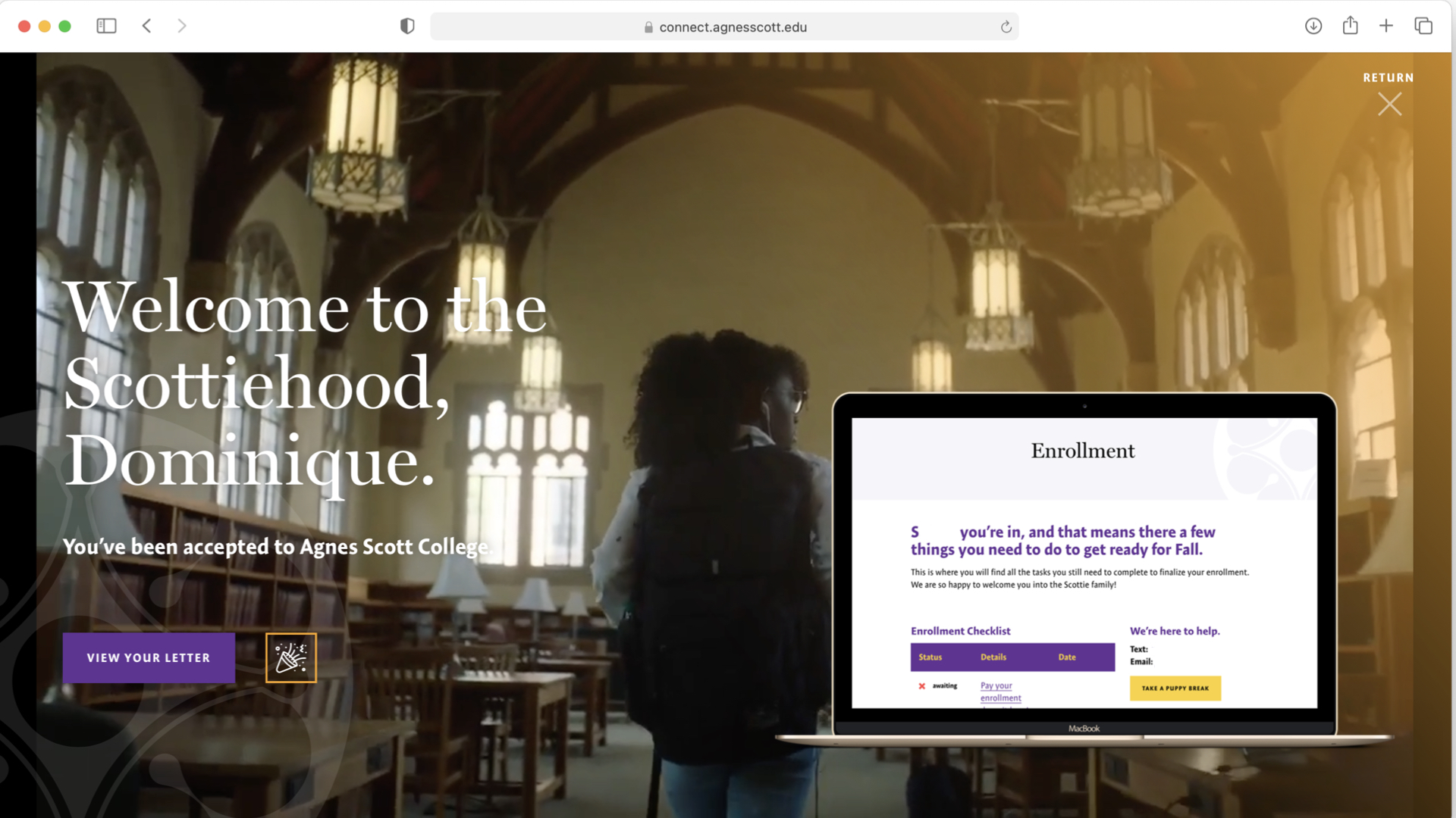 Image of the Agnes Scott College portal.